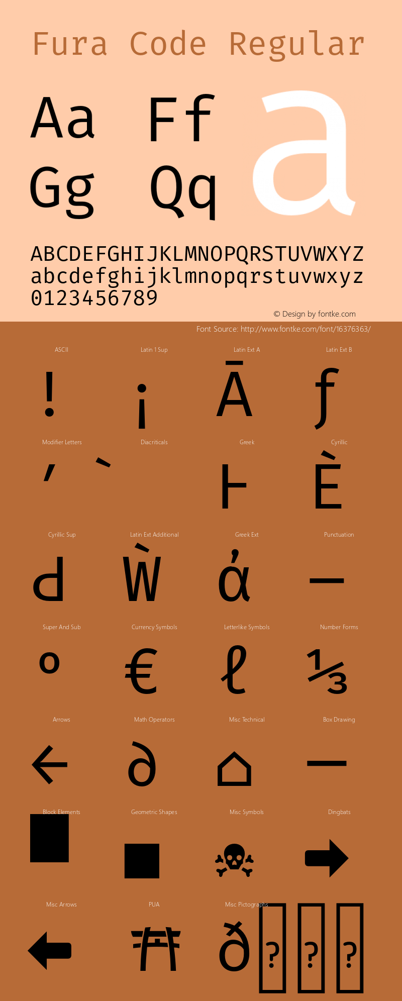 Fura Code Regular Version 1.102;PS 001.102;hotconv 1.0.88;makeotf.lib2.5.64775 Font Sample