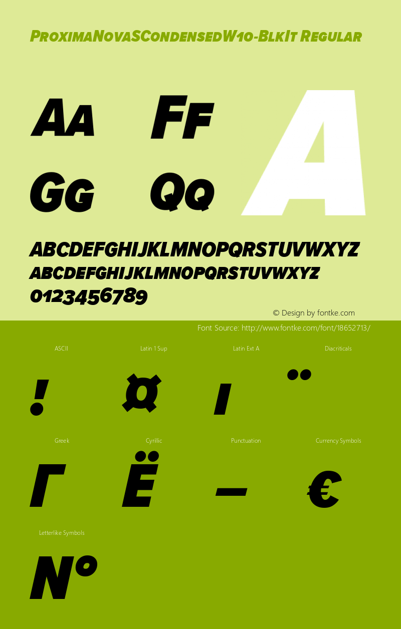 ProximaNovaSCondensedW10-BlkIt Regular Version 3.50 Font Sample