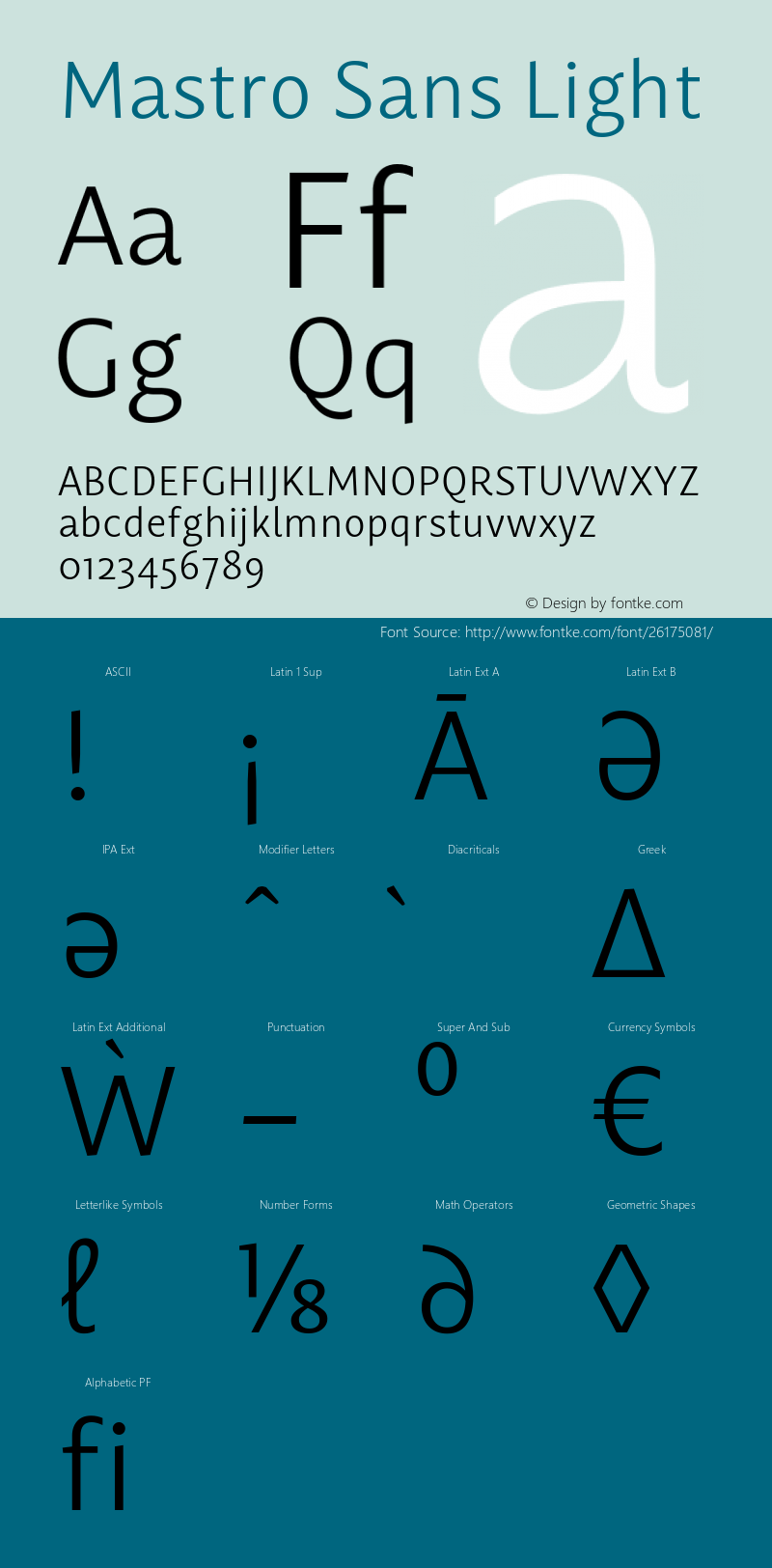 Mastro Sans Light Version 1.000;PS 001.000;hotconv 1.0.88;makeotf.lib2.5.64775 Font Sample