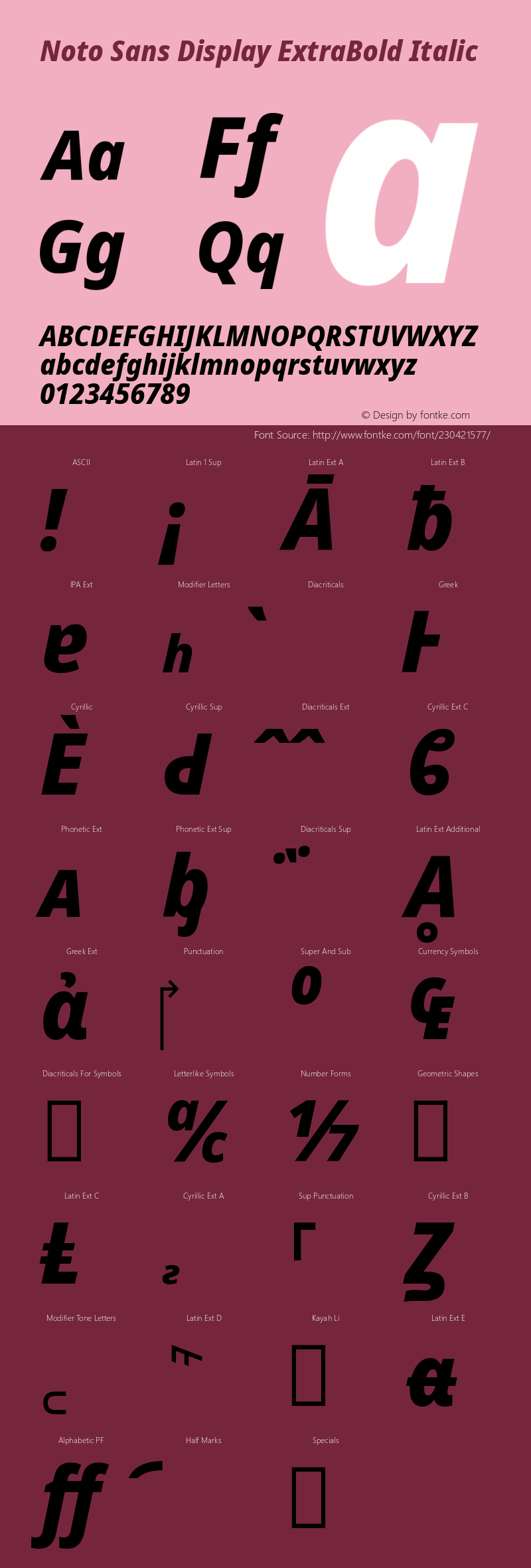 Noto Sans Display ExtraBold Italic Version 2.007图片样张
