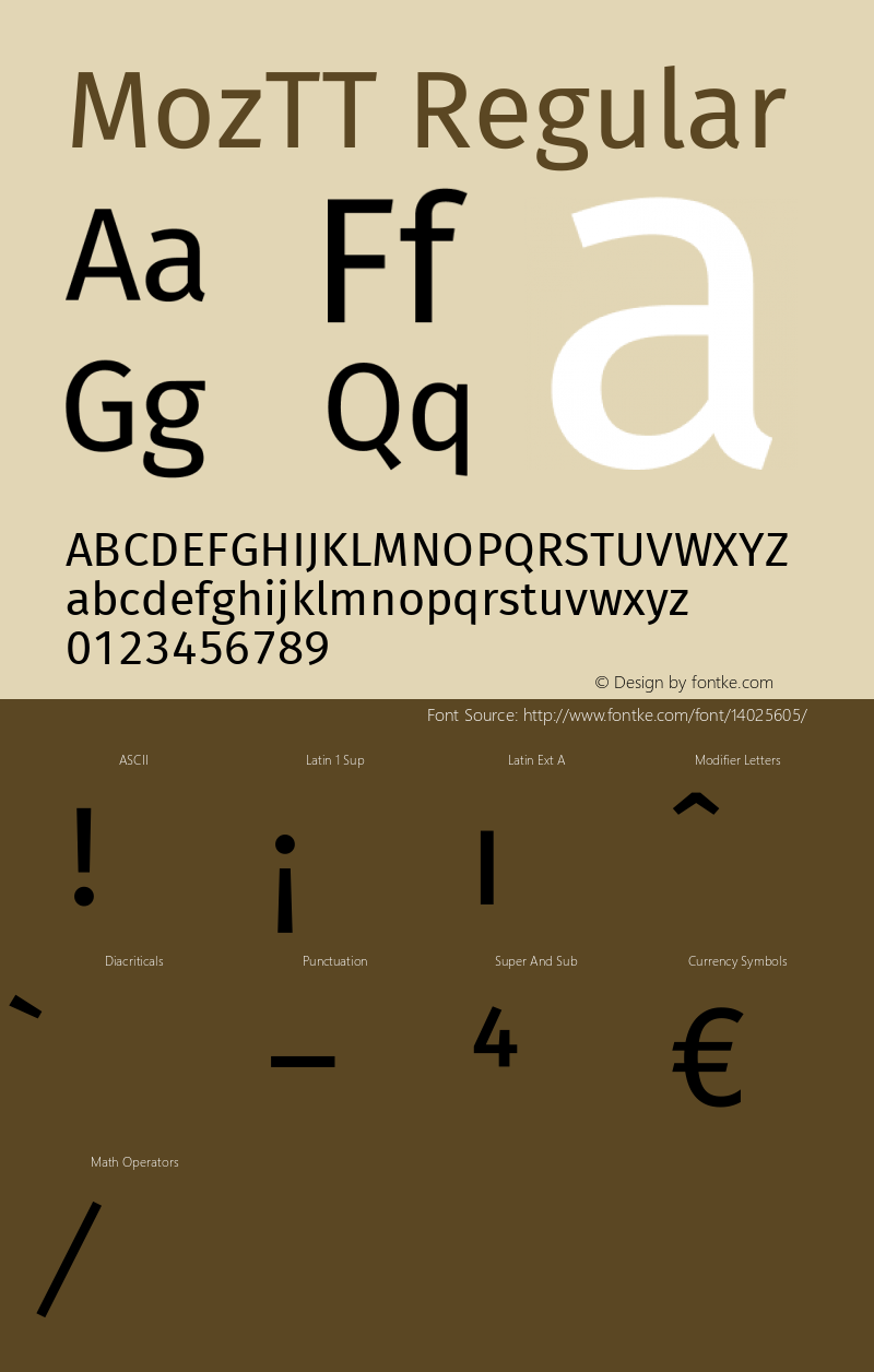 MozTT Regular Version 1.001 Font Sample