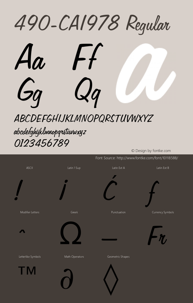 490-CAI978 Regular Version 1.00 December 7, 1998, initial release Font Sample