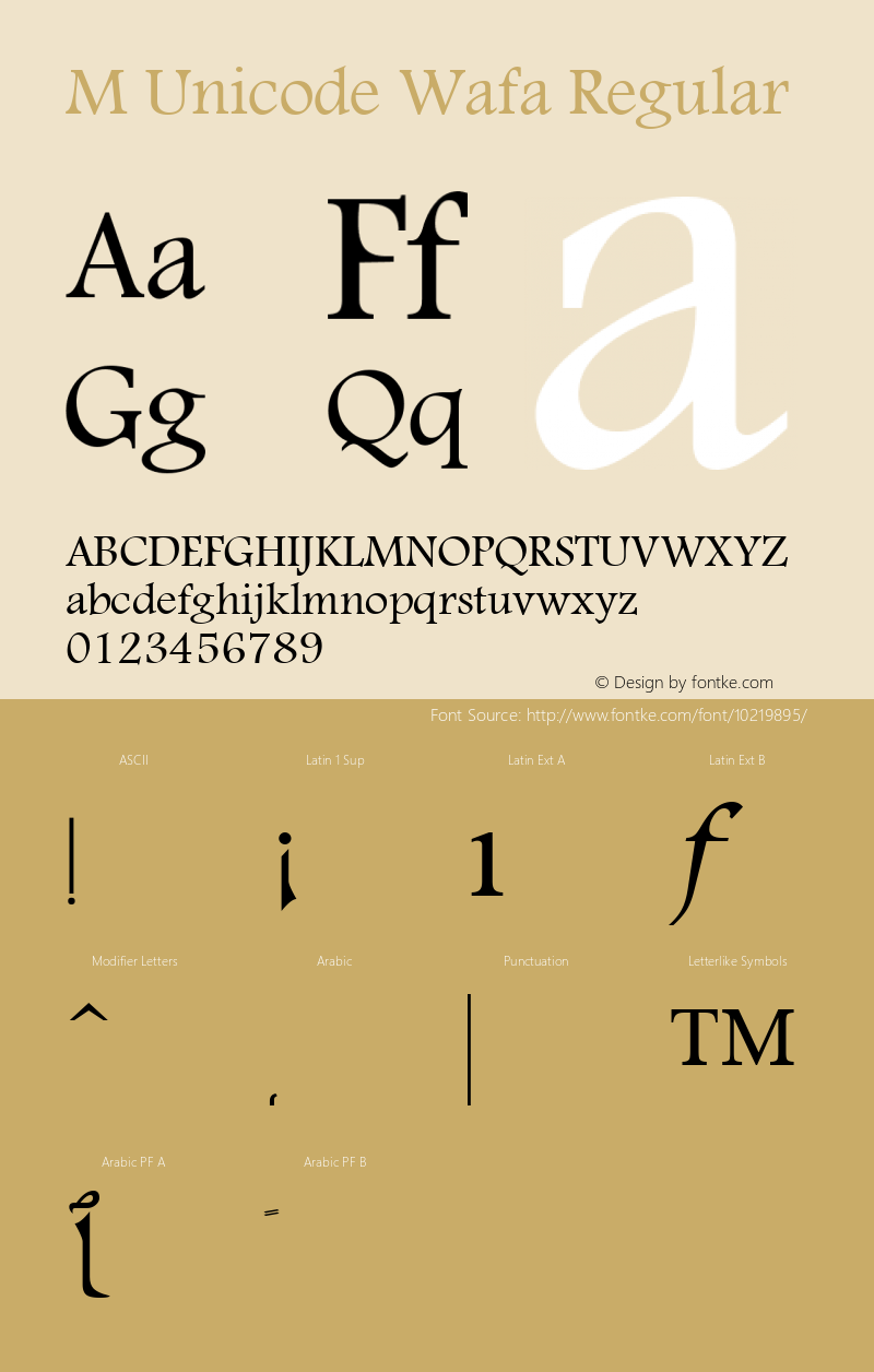 M Unicode Wafa Regular 1.0 - 1422 Font Sample