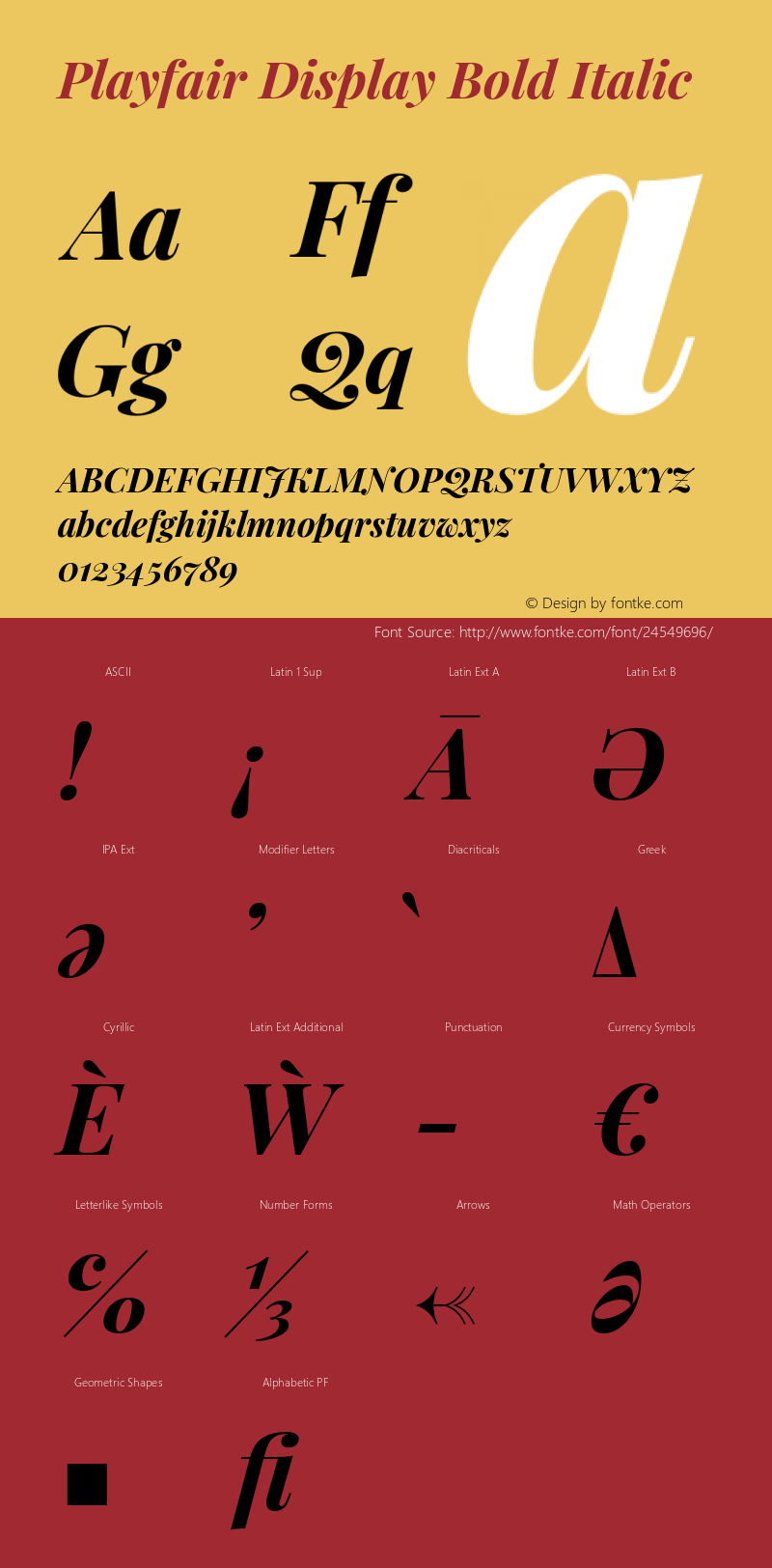 Playfair Display Bold Italic Version 1.201; ttfautohint (v1.6) Font Sample