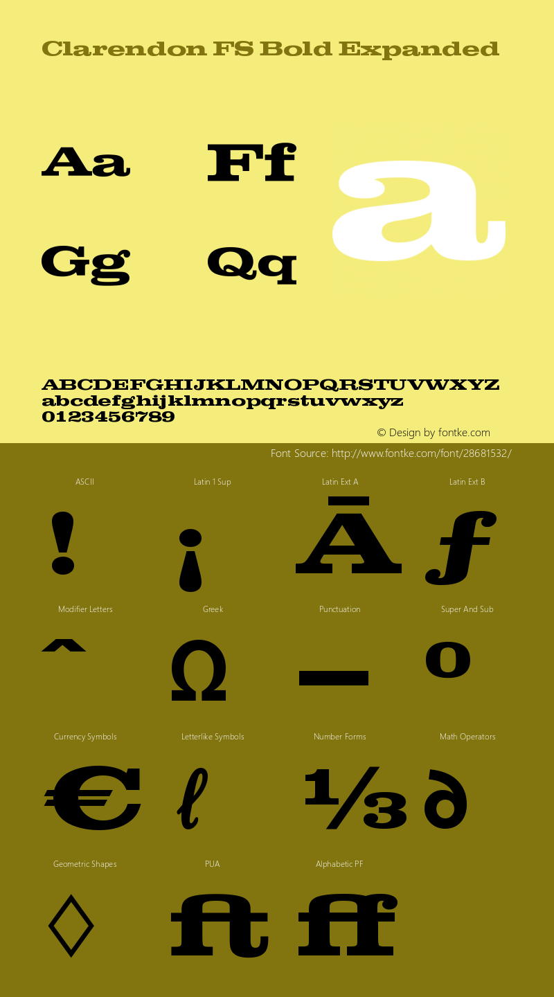 ClarendonFS-BoldExpanded Version 1.070 Font Sample