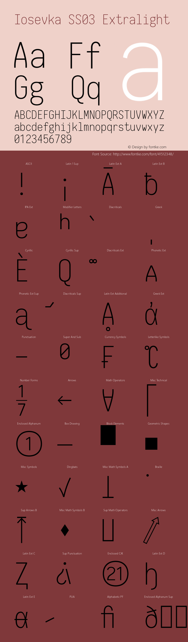 Iosevka SS03 Extralight 2.3.1; ttfautohint (v1.8.3) Font Sample