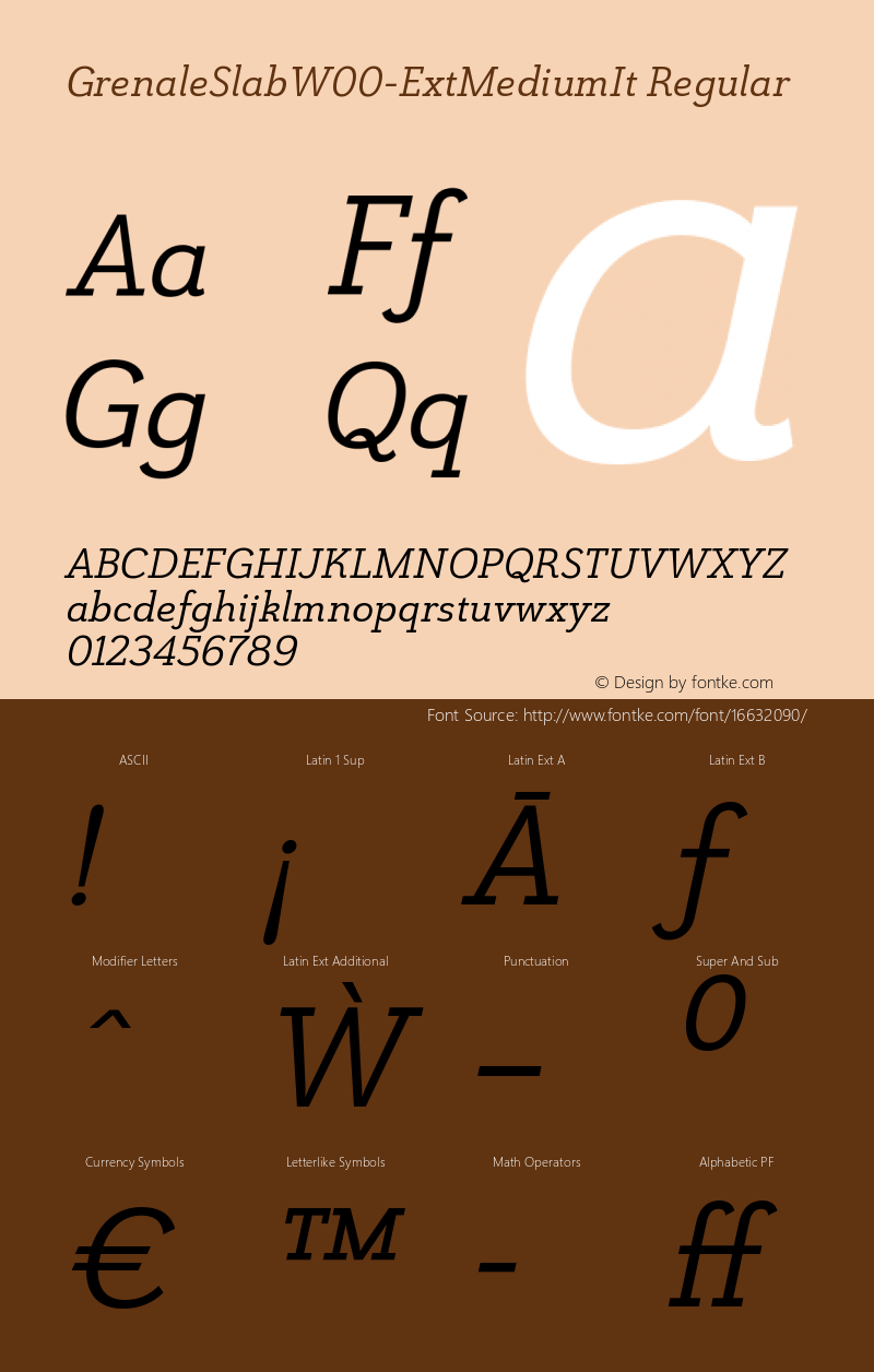 GrenaleSlabW00-ExtMediumIt Regular Version 1.00 Font Sample