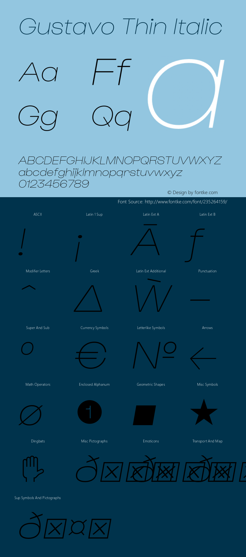 Gustavo Thin Italic Version 1.000;hotconv 1.0.109;makeotfexe 2.5.65596图片样张