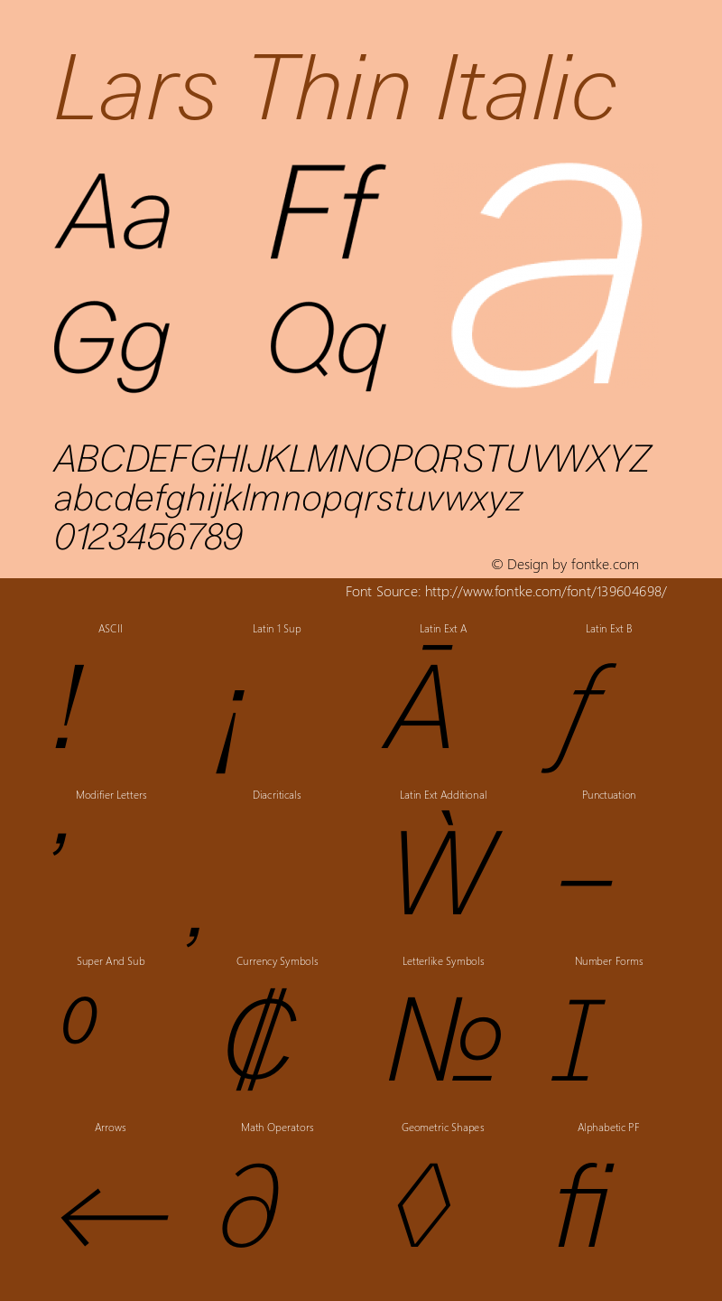 Lars Thin Italic Version 3.000 | wf-rip DC20200325 Font Sample