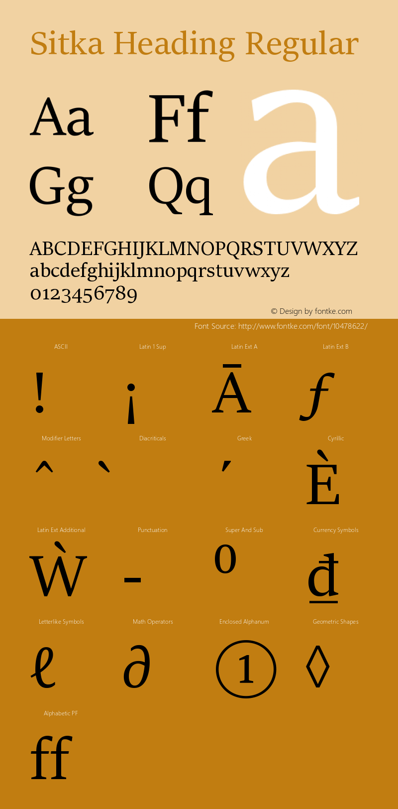 Sitka Heading Regular Version 0.60 Font Sample