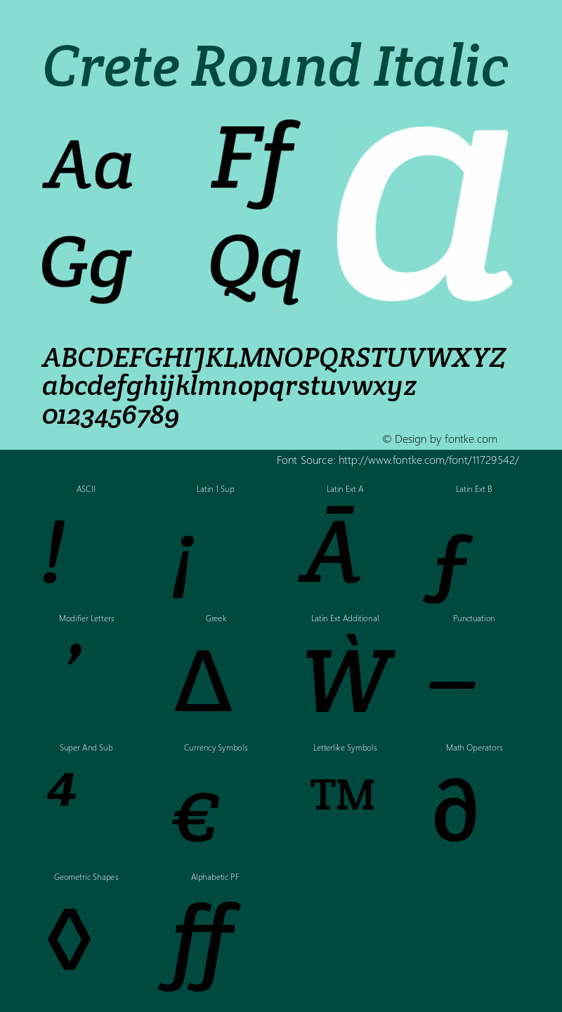 Crete Round Italic Version 1.001 Font Sample