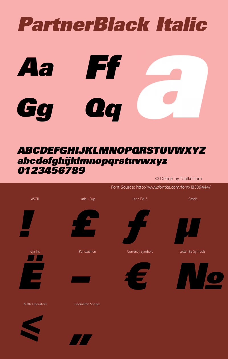 PartnerBlack Italic OTF 1.0;PS 001.000;Core 116;AOCW 1.0 161 Font Sample