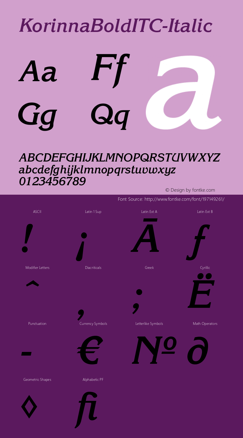 ☞KorinnaBoldITC Italic Version 1.000;PS 001.001;hotconv 1.0.38; ttfautohint (v1.5);com.myfonts.easy.paratype.itc-korinna.bold-italic.wfkit2.version.3jyr图片样张