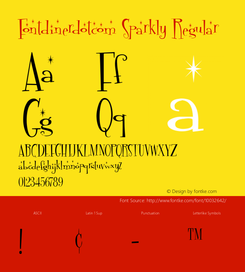 Fontdinerdotcom Sparkly Regular Macromedia Fontographer 4.1.3 5/19/98 Font Sample