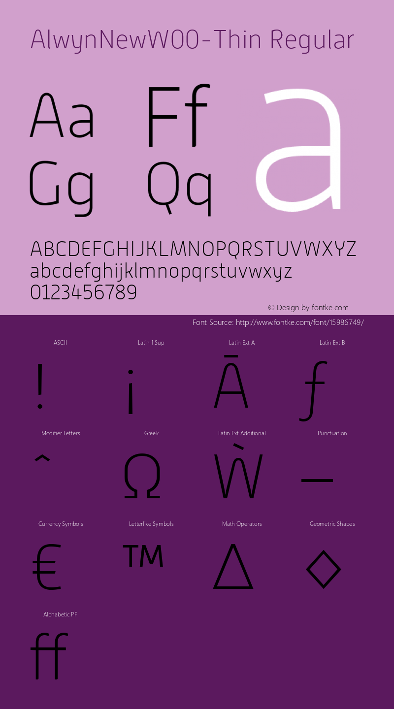 AlwynNewW00-Thin Regular Version 5.00 Font Sample