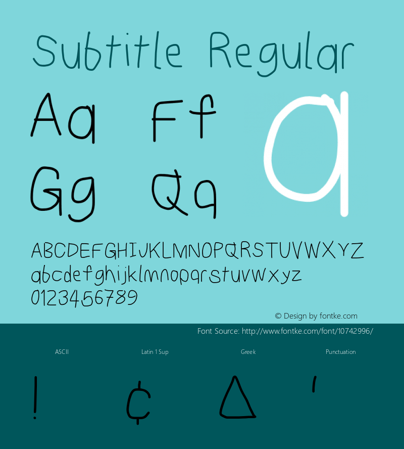 Subtitle Regular Version 1.21 Font Sample