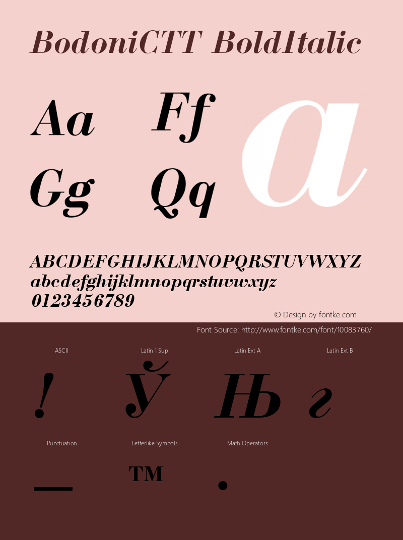 BodoniCTT BoldItalic 1.000.000 Font Sample