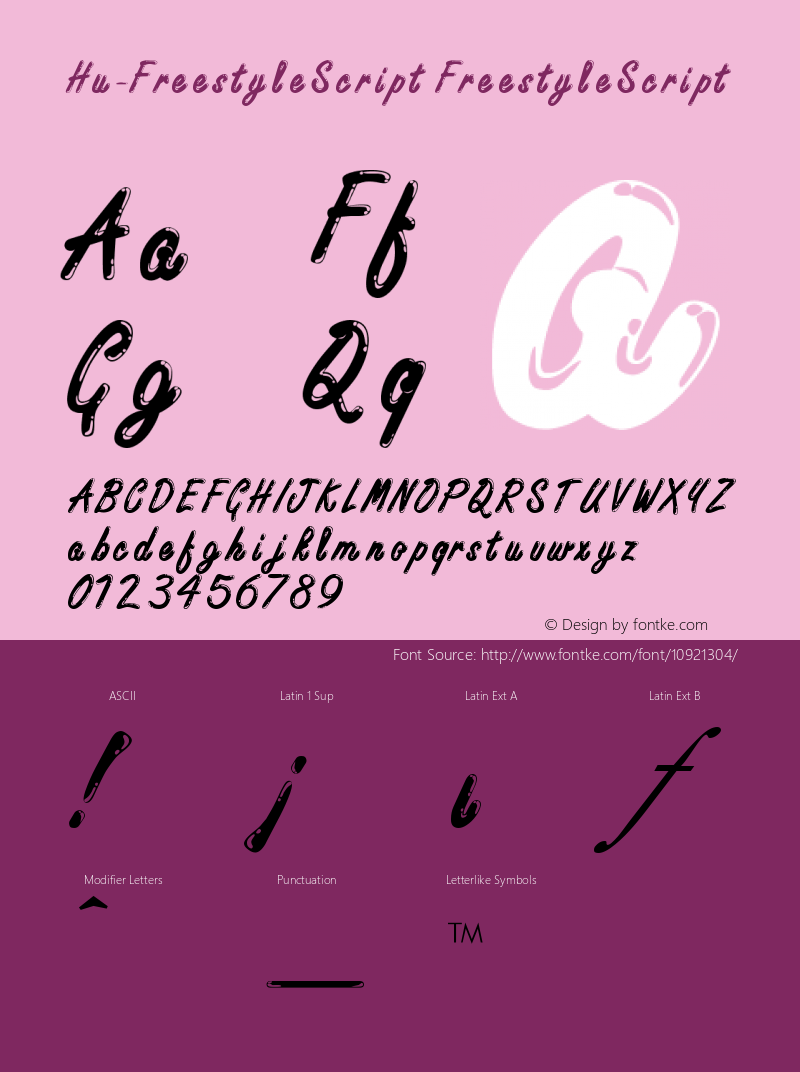 Hu-FreestyleScript FreestyleScript Version 001.000 Font Sample