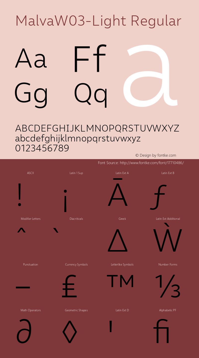 MalvaW03-Light Regular Version 1.00 Font Sample