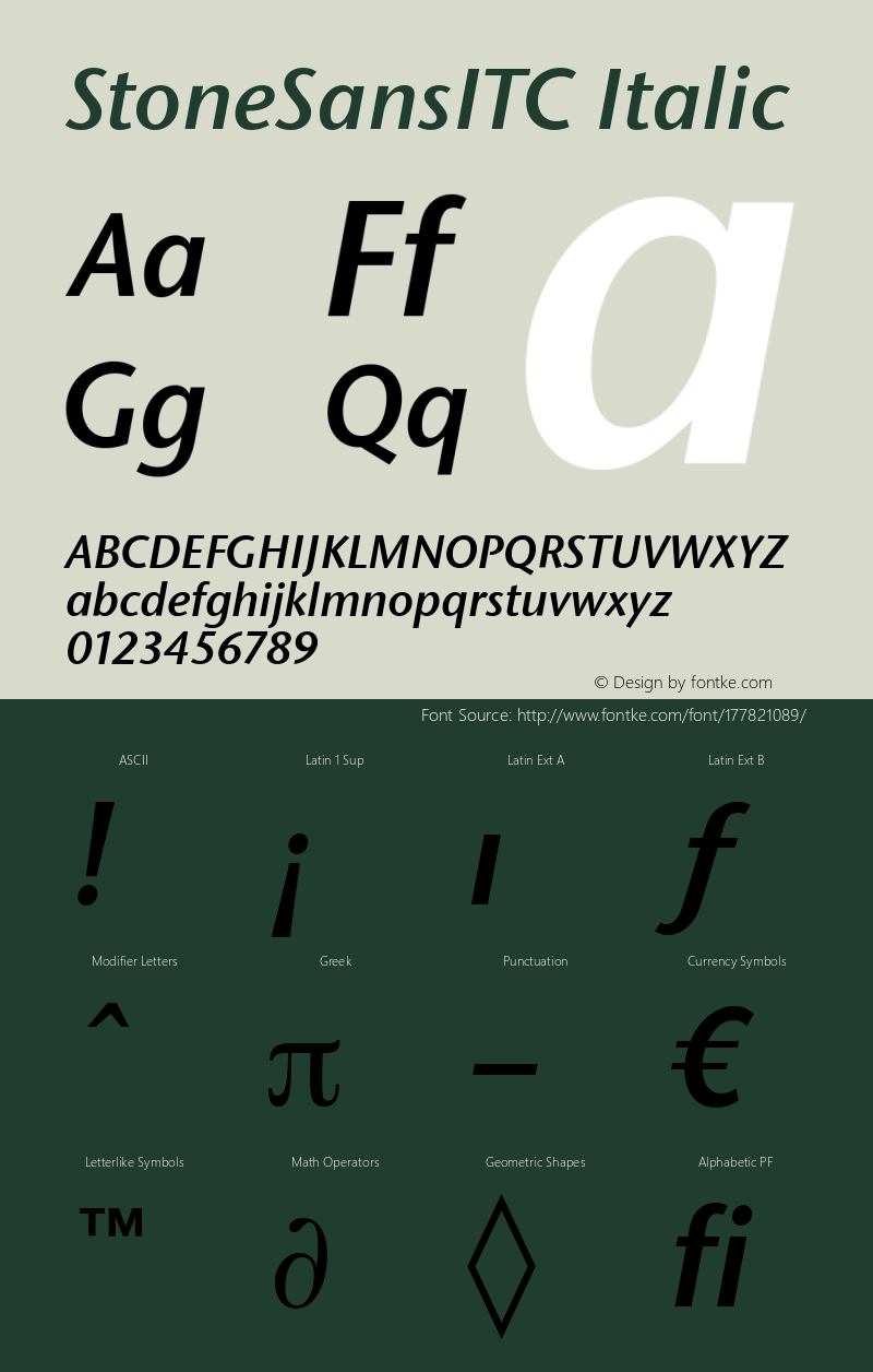 Stone Sans ITC Semi Italic 005.000图片样张