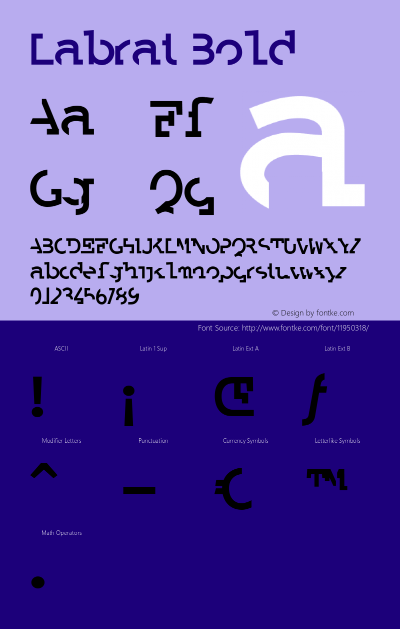 Labrat Bold Version 1.0; 2000; initial release Font Sample