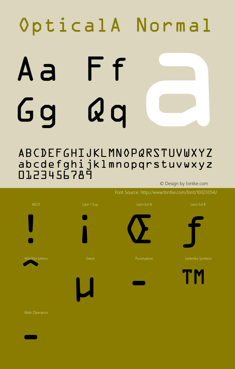 OpticalA Normal Altsys Fontographer 4.1 11/3/95 Font Sample