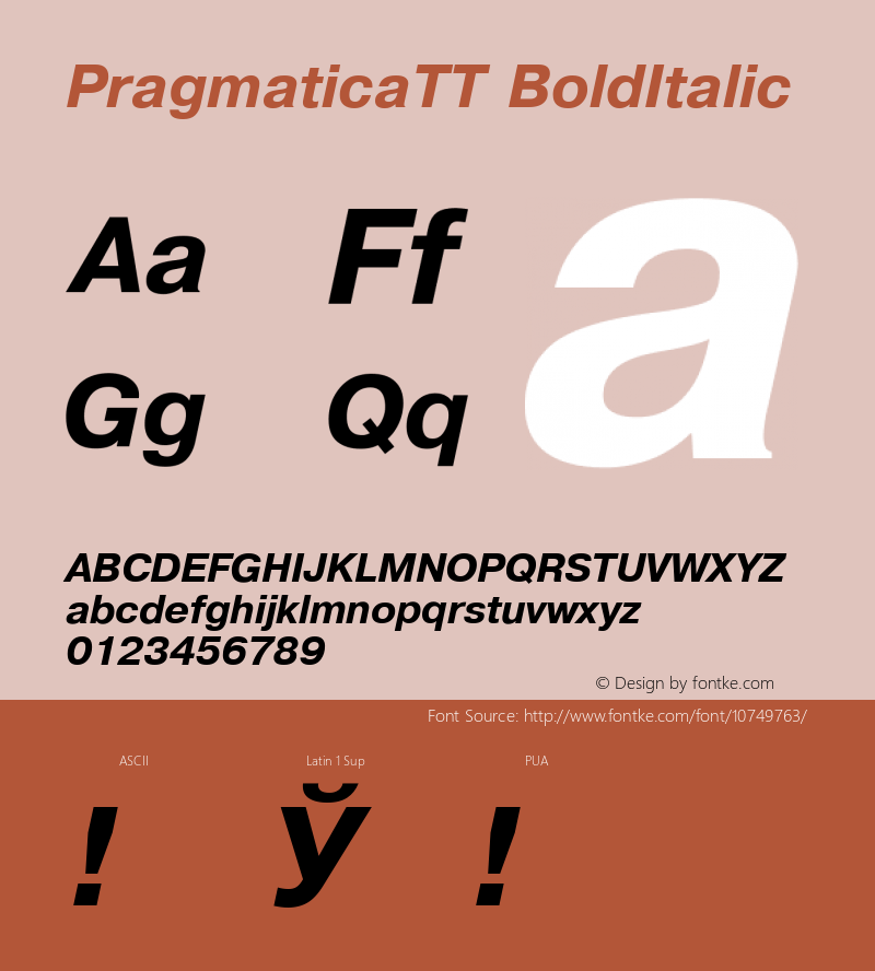 PragmaticaTT BoldItalic TrueType Maker version 1.00.03 Font Sample