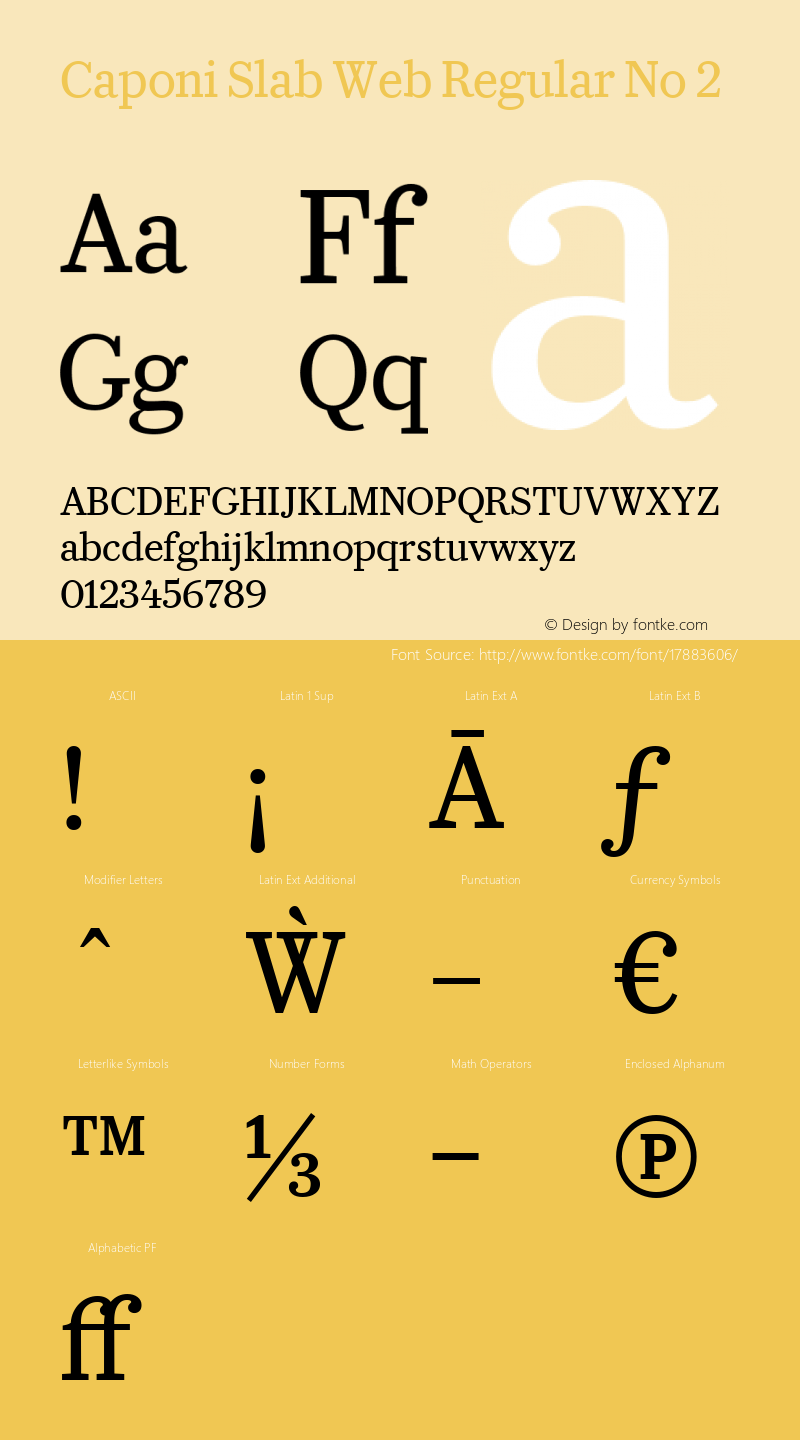 Caponi Slab Web Regular No 2 Version 1.1 2013 Font Sample