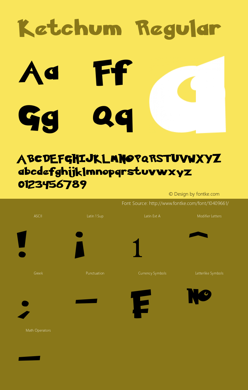 Ketchum Regular Version 2.00 - May 31, 2013 Font Sample