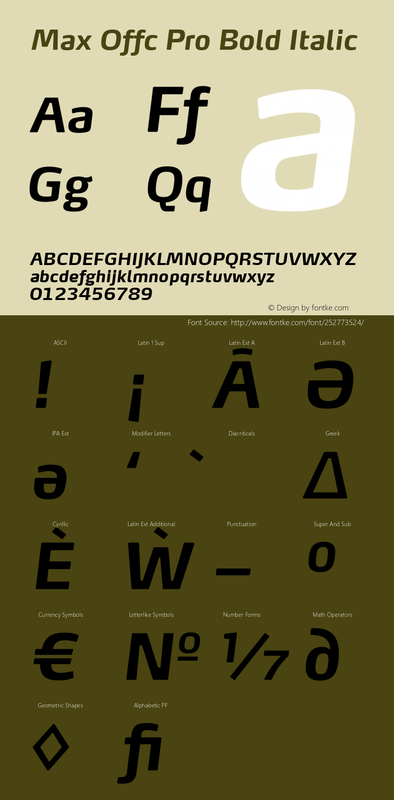 Max Offc Pro Bold Italic Version 7.504; 2011; Build 1022图片样张