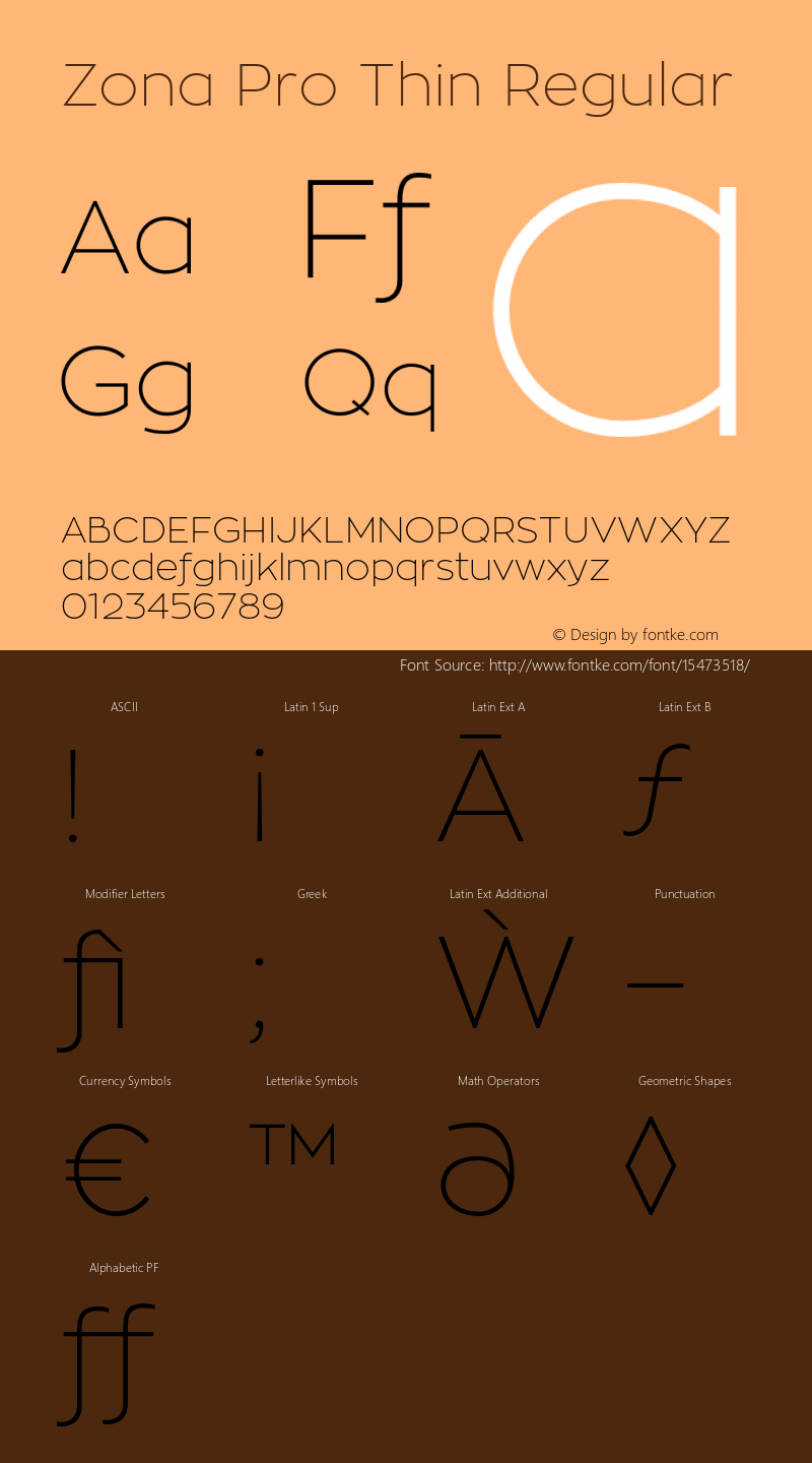 Zona Pro Thin Regular Version 1.006 Font Sample