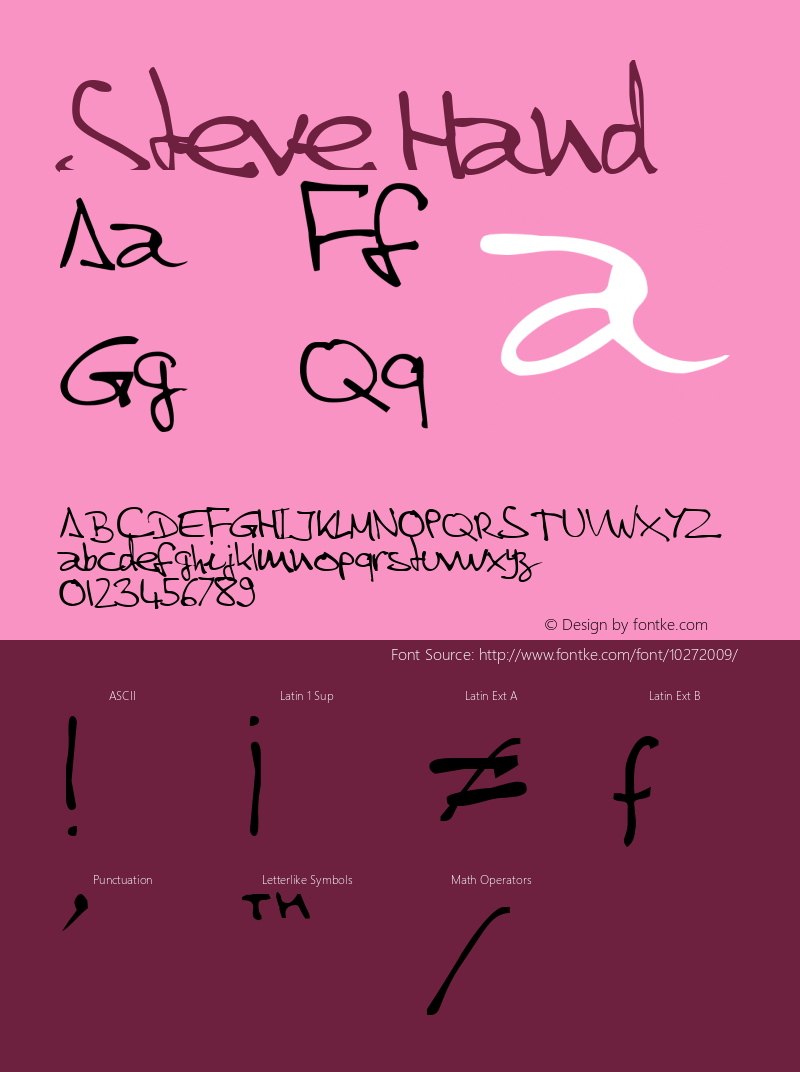 Steve Hand 1.0 Sat Mar 15 12:17:39 1997 Font Sample