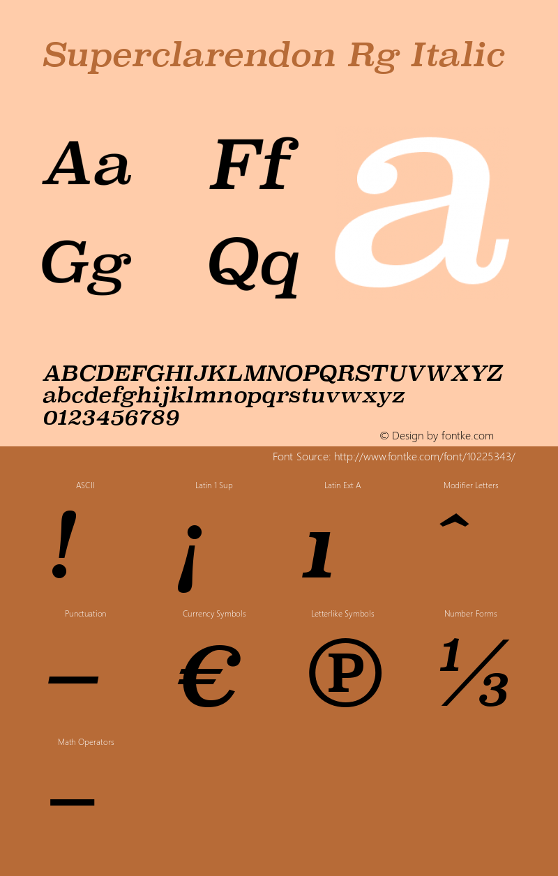 Superclarendon Rg Italic Version 001.000 Font Sample