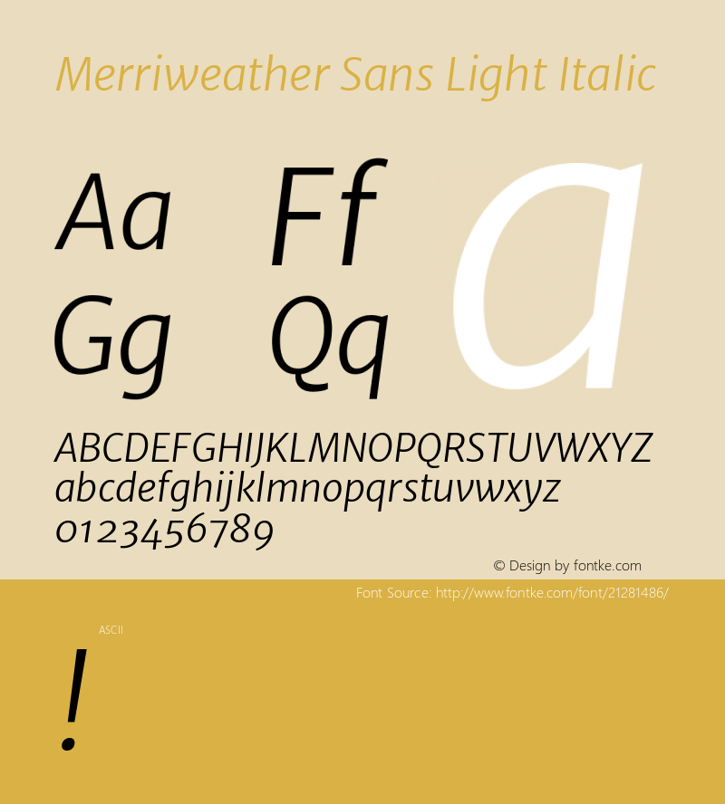 MerriweatherSansLight Version 1.0 Font Sample