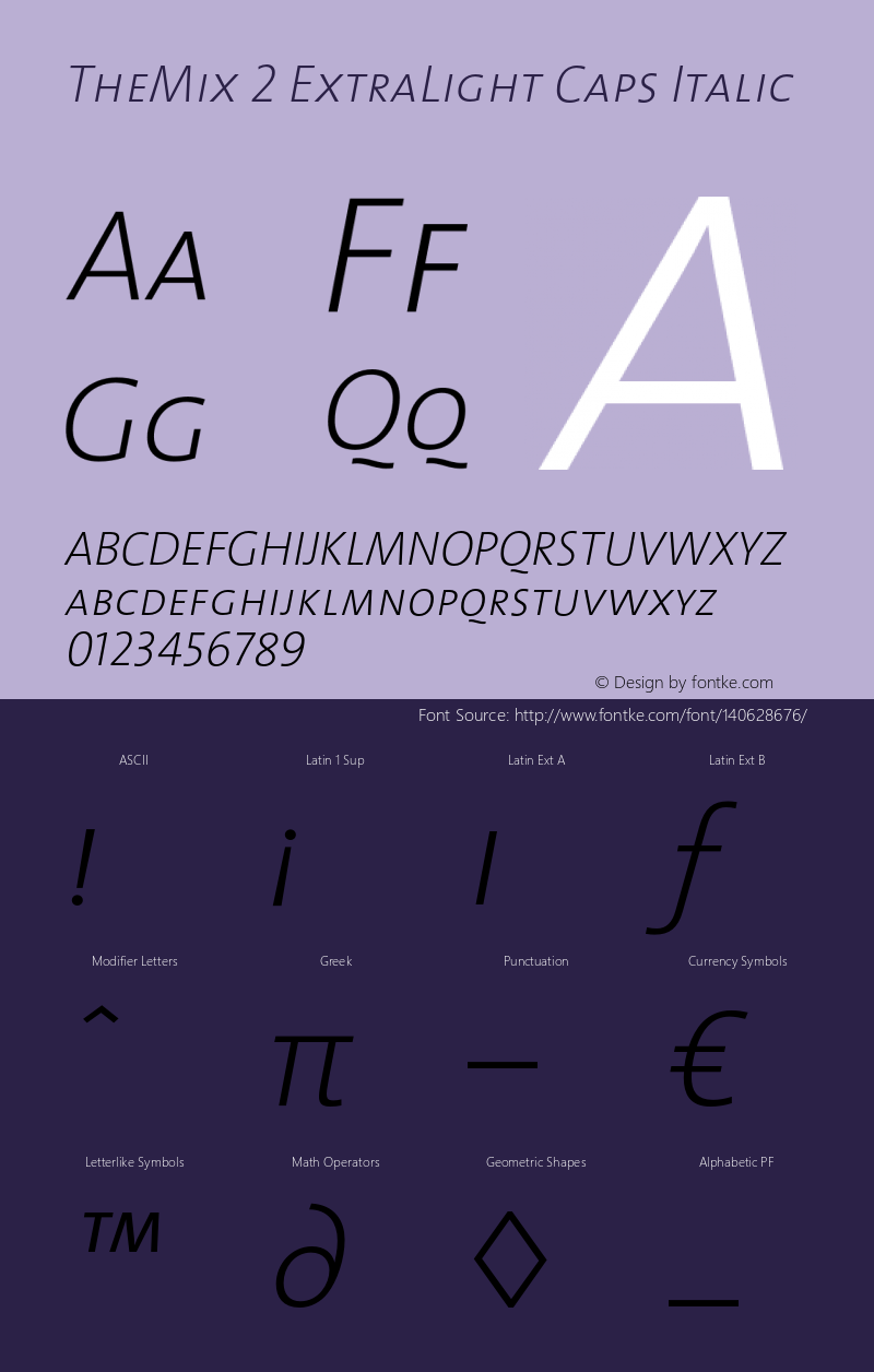 TheMix-2ExtraLightCapsItalic 1.0 Font Sample