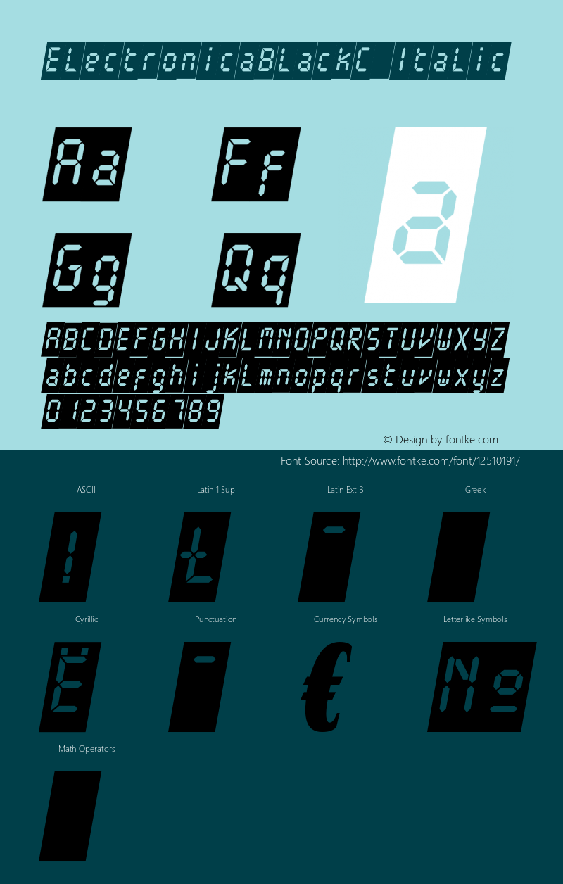 ElectronicaBlackC Italic OTF 1.0;PS 001.000;Core 116;AOCW 1.0 161 Font Sample