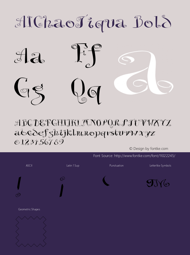 AIChaoTiqua Bold Version 001.000 Font Sample