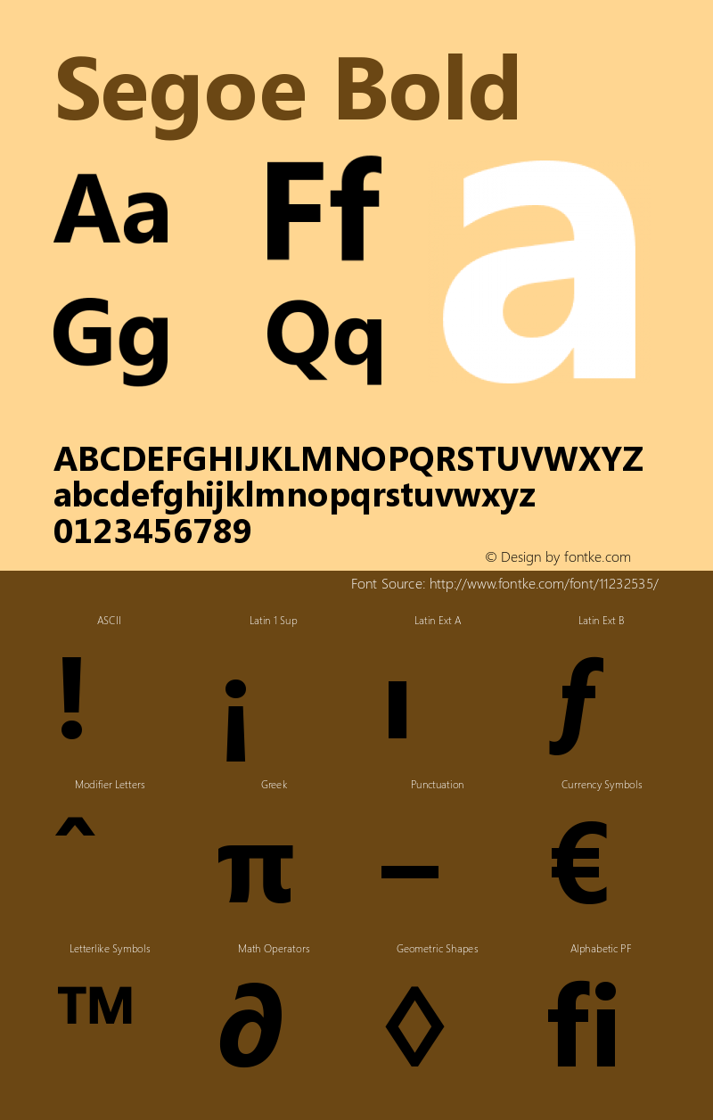 Segoe Bold Version 001.000 Font Sample