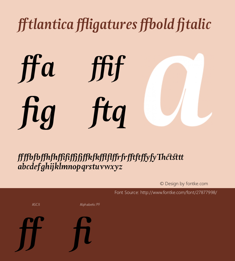 Atlantica Ligatures Bold Italic Version 1.000;PS 001.000;hotconv 1.0.38 Font Sample