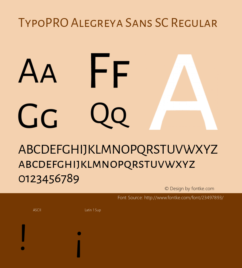 TypoPRO Alegreya Sans SC Regular Version 1.001;PS 001.001;hotconv 1.0.70;makeotf.lib2.5.58329 DEVELOPMENT; ttfautohint (v0.97) -l 8 -r 50 -G 200 -x 17 -f dflt -w G -W Font Sample