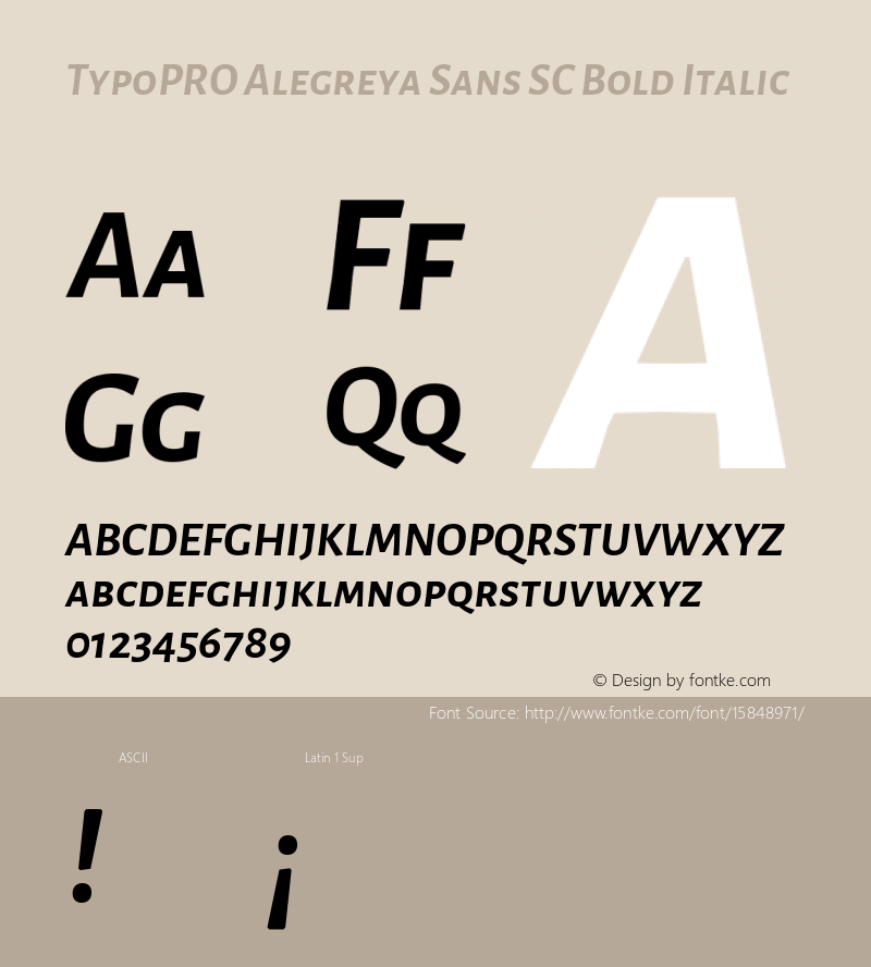 TypoPRO Alegreya Sans SC Bold Italic Version 1.000;PS 001.000;hotconv 1.0.70;makeotf.lib2.5.58329 DEVELOPMENT Font Sample