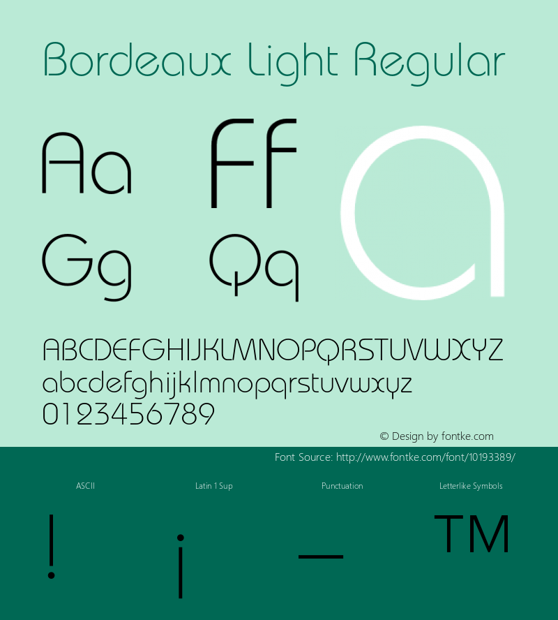 Bordeaux Light Regular 001.000 Font Sample