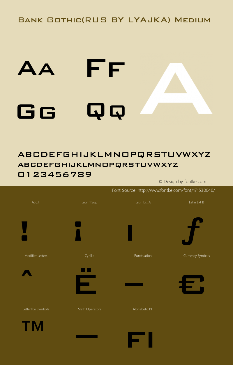 Bank Gothic(RUS BY LYAJKA) Medium Version 1.00;June 8, 2021;FontCreator 13.0.0.2683 64-bit图片样张