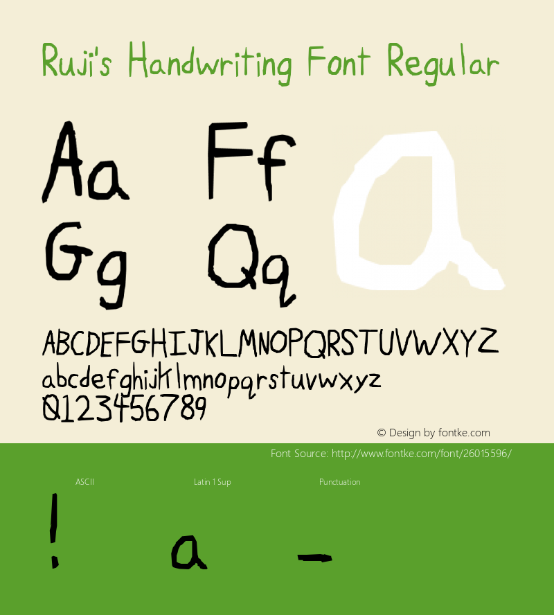 Ruji's Handwriting Font Lanier My Font Tool for Tablet PC 1.0 Font Sample