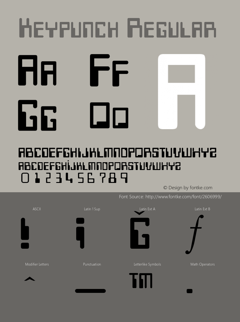 Keypunch Regular v1.0c Font Sample