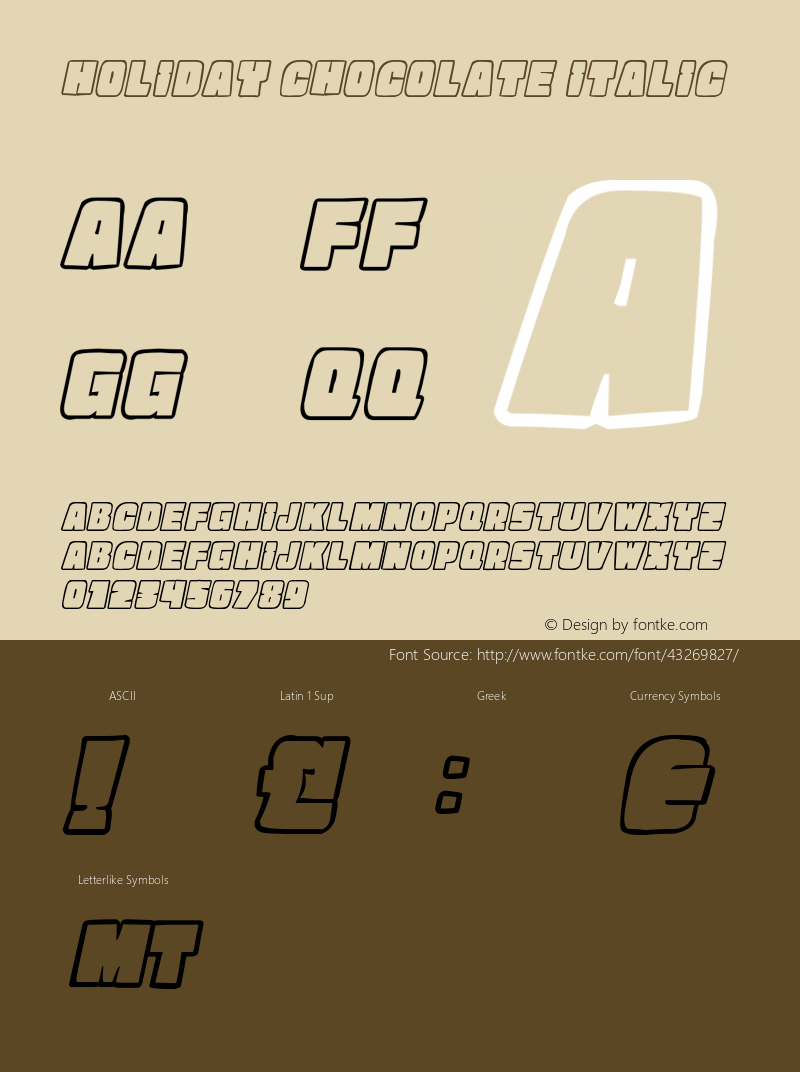 Holiday Chocolate Italic Version 1.00;October 26, 2019;FontCreator 11.5.0.2430 64-bit Font Sample