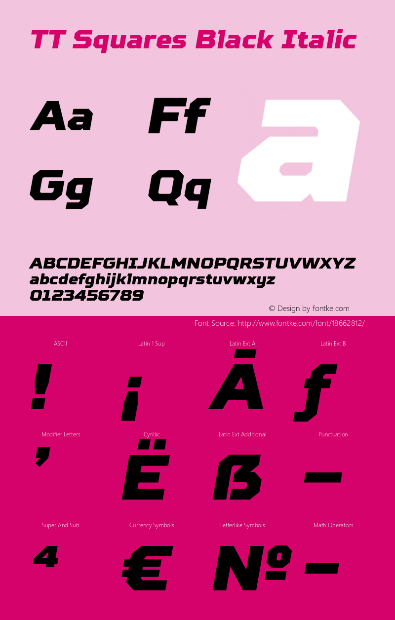 TT Squares Black Italic Version 001.000 Font Sample