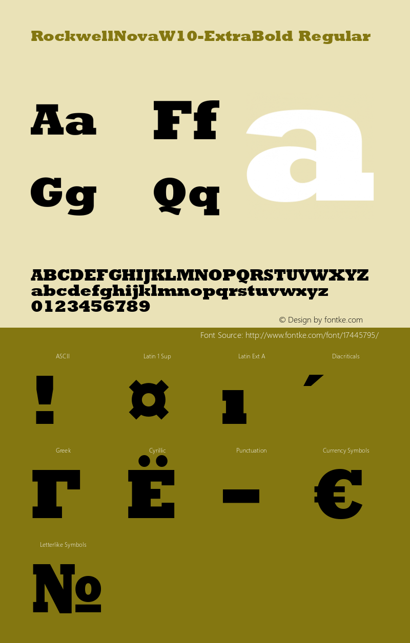 RockwellNovaW10-ExtraBold Regular Version 1.10 Font Sample