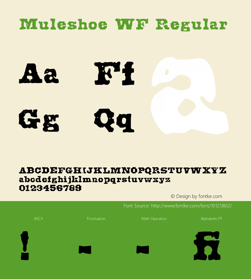 Muleshoe WF Regular Unknown Font Sample