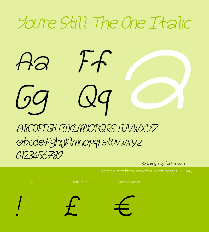 You're Still The One Italic Unknown Font Sample